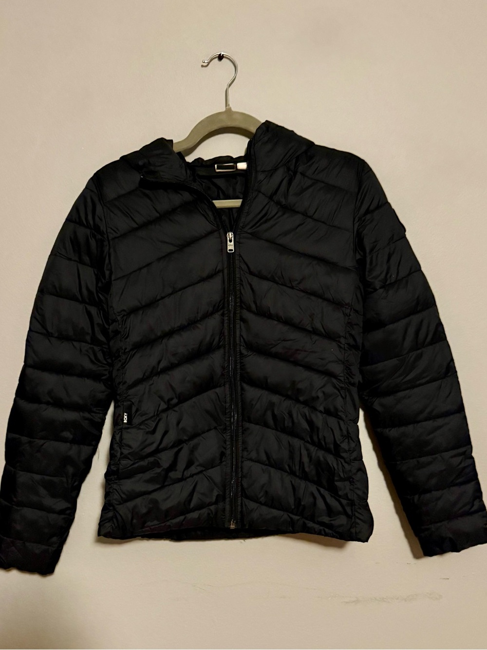 Roxy Black Quilted Hooded Puffer Jacket